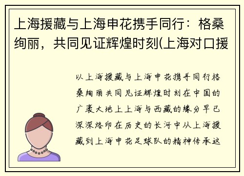 上海援藏与上海申花携手同行：格桑绚丽，共同见证辉煌时刻(上海对口援藏)